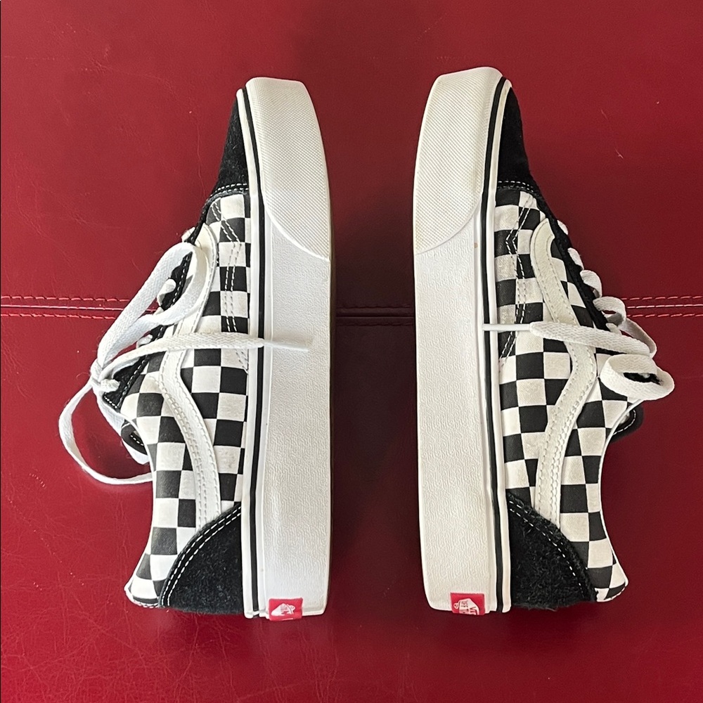 Vans old skool Checkered Platform Black White Sneakers Women Size 7.5 - Picture 7 of 10